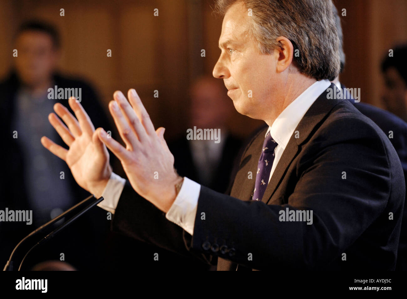Premierminister Tony Blair MP anlässlich einer Labour Party Wahl Rally in South Wales UK Stockfoto