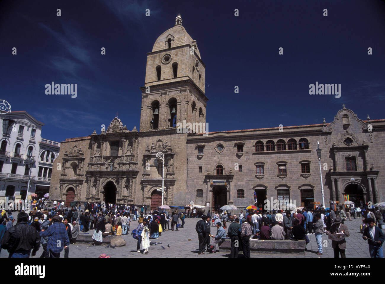 Basilika und Plaza San Francesco La Paz Hauptstadt von Bolivien Stockfoto
