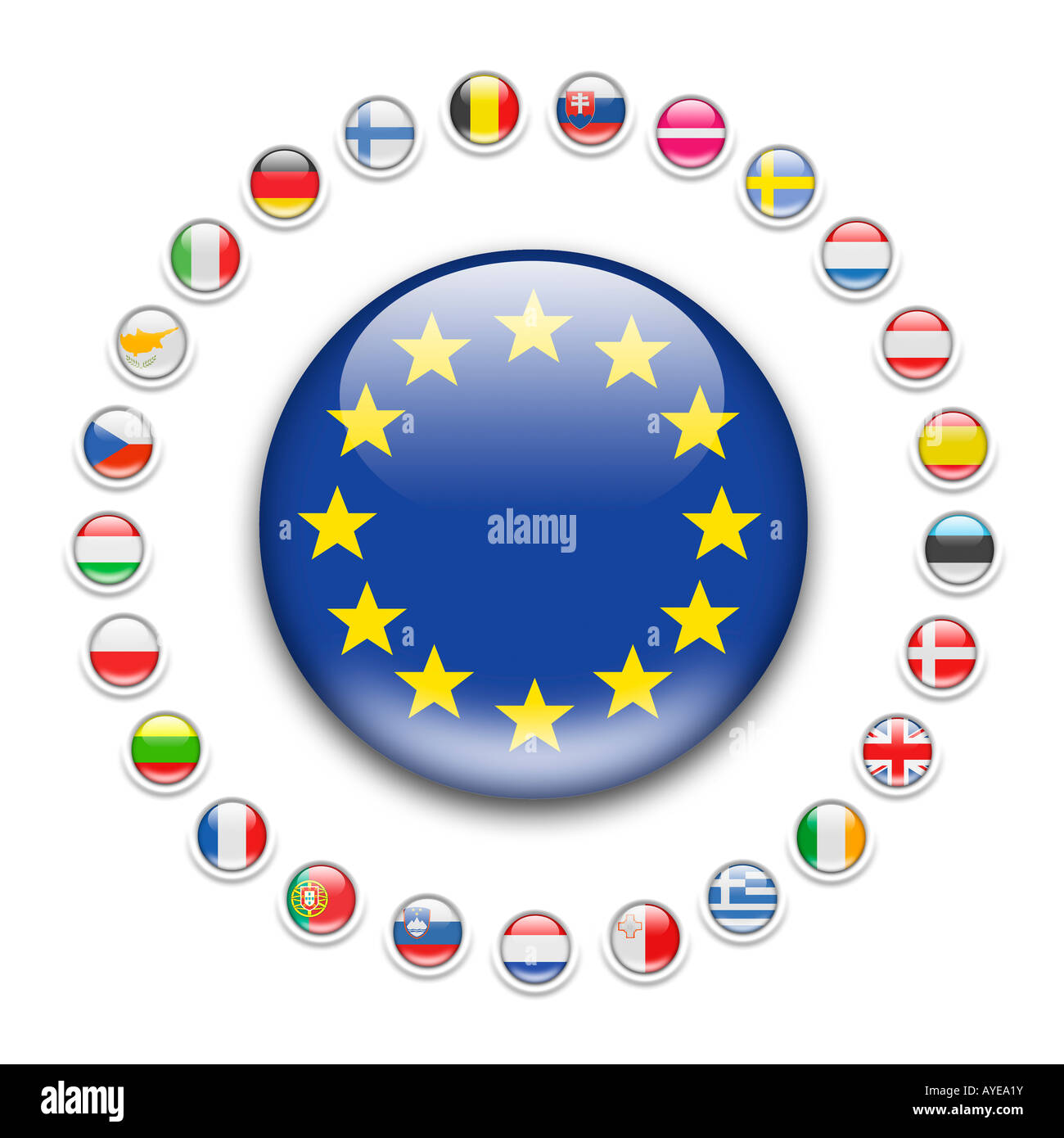 Eu-Fahne der Europäischen Union Stockfoto
