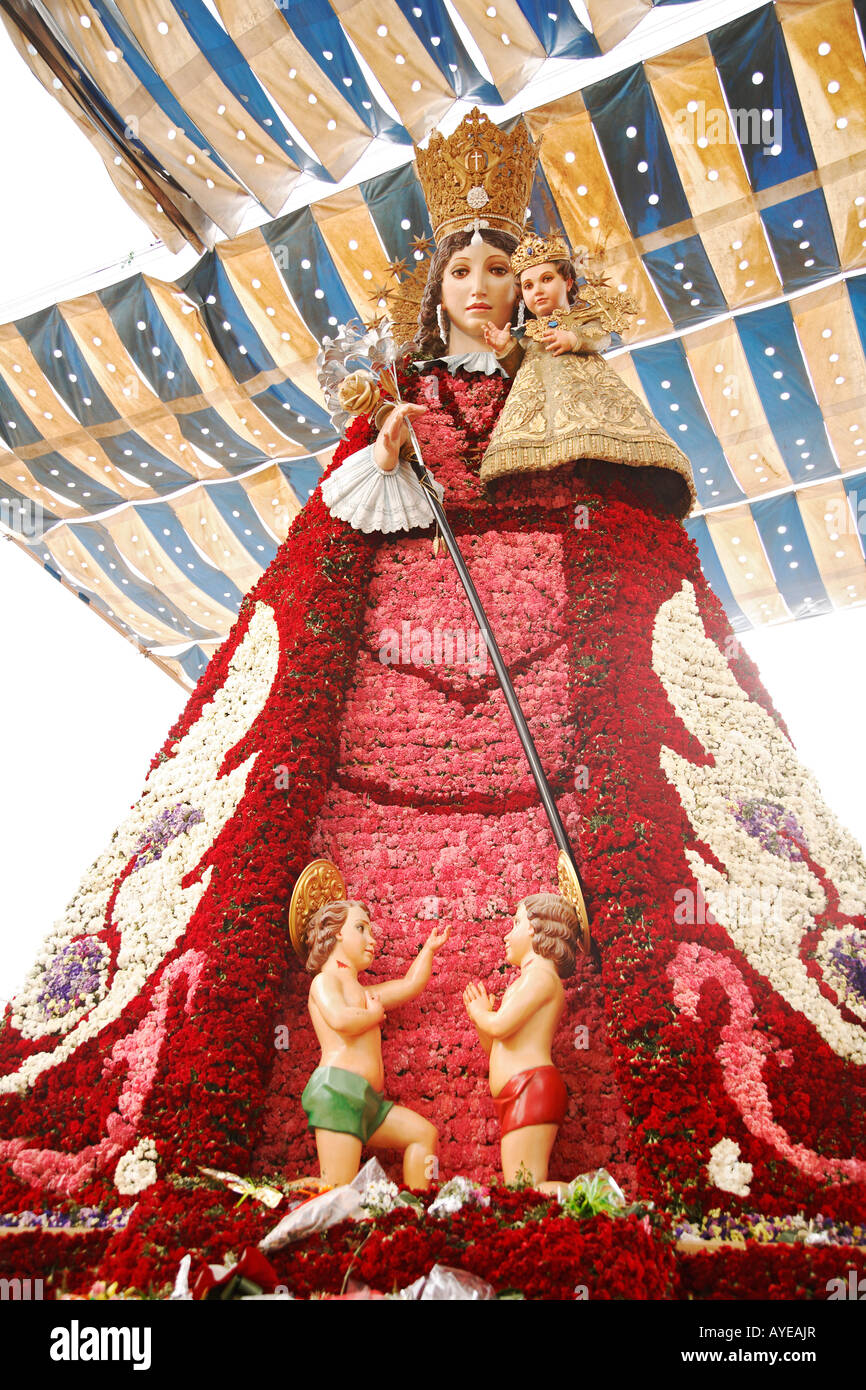 Die Jungfrau Maria von L'Ofrena Blumen in Valencia, Spanien. Stockfoto