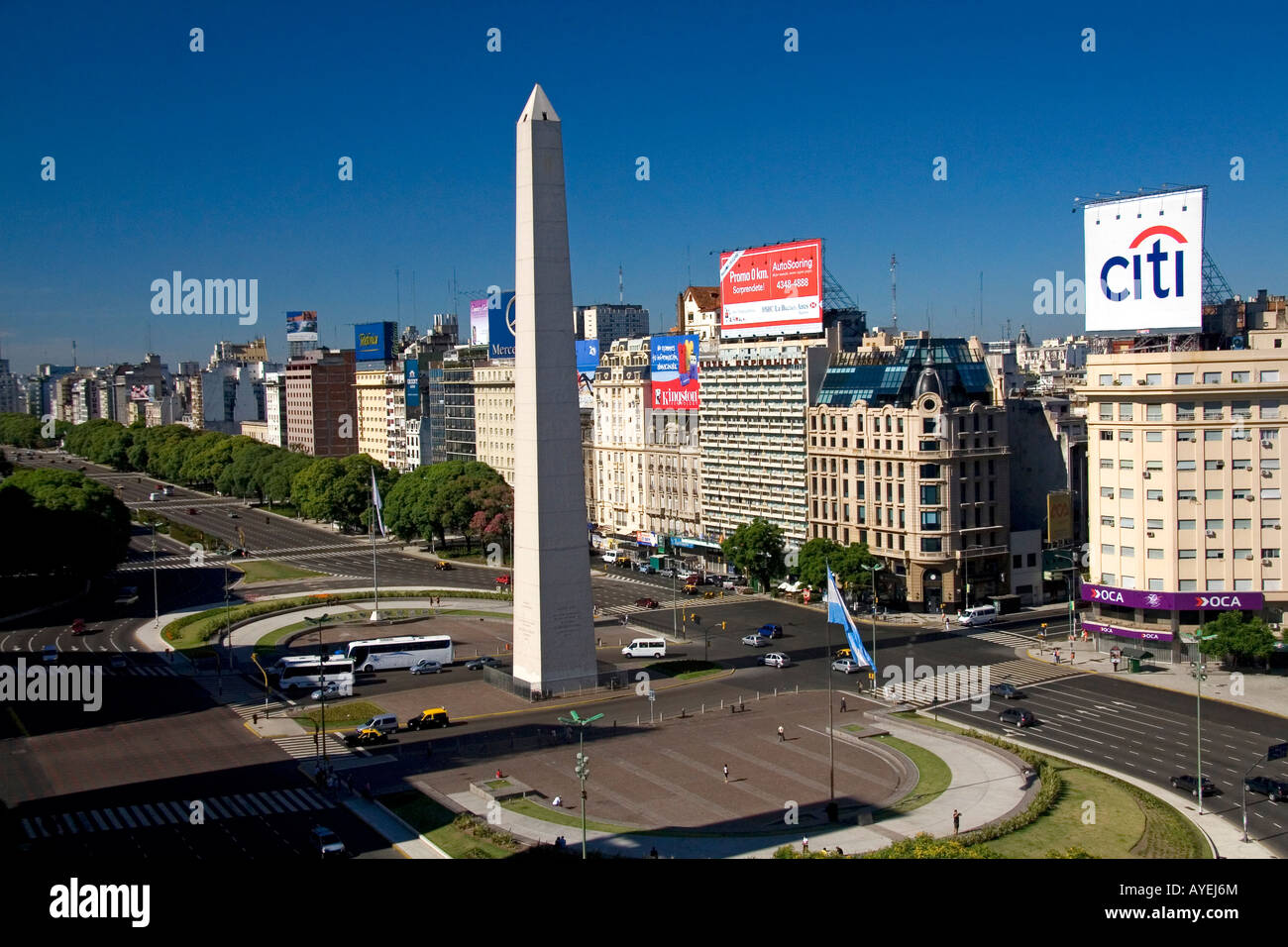 Der Obelisk auf der Plaza De La Republica in Buenos Aires Argentinien Stockfoto