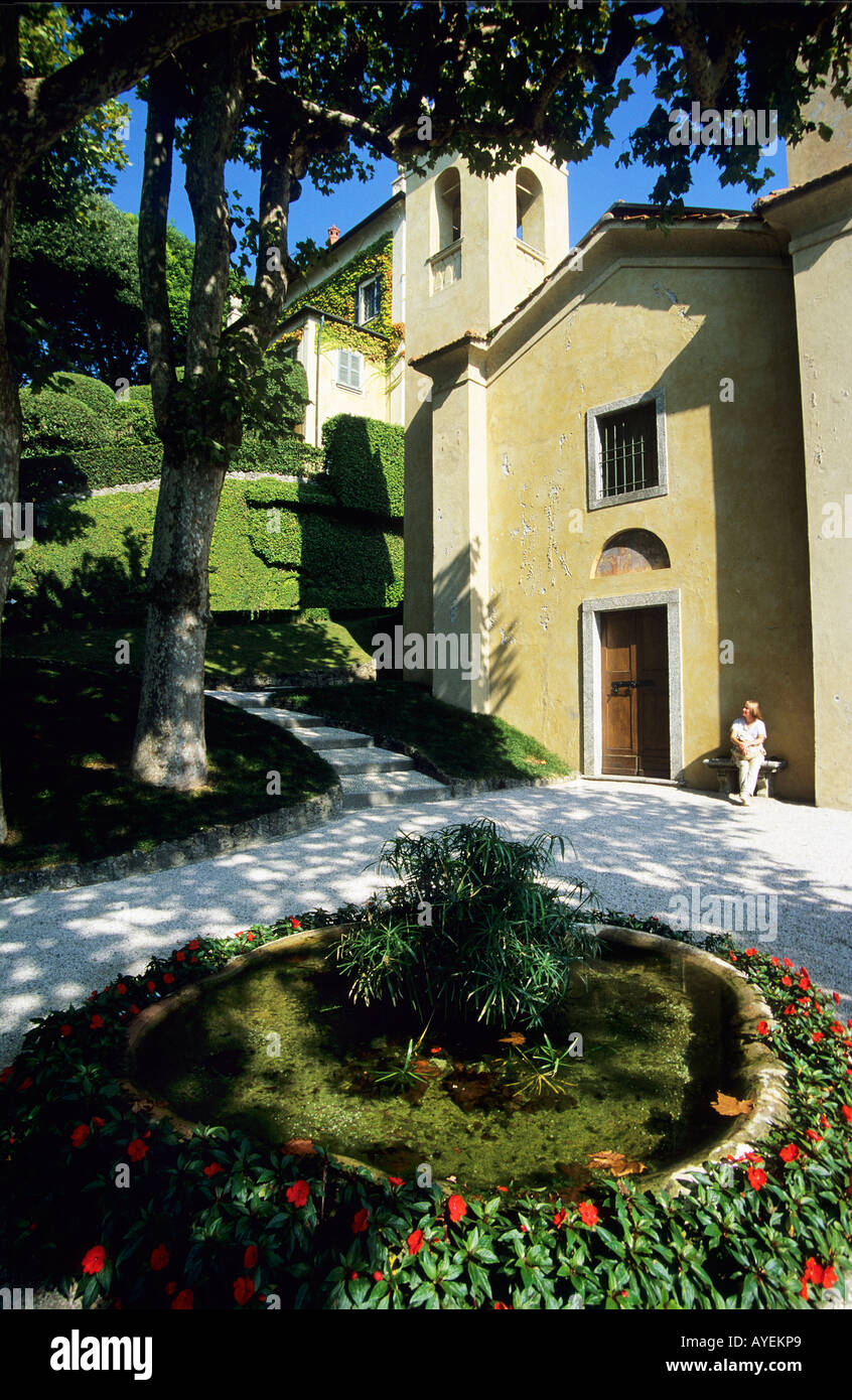 Gärten und Villa Balbianello Lenno Lago di Como gebaut als ein Palazzo der Familie Balbiati Kapelle die Villa wurde später ein Erholungsheim für Franziskaner-Mönchen und dann neu-Gestaltung durch Kardinal Angelo Divini Stockfoto