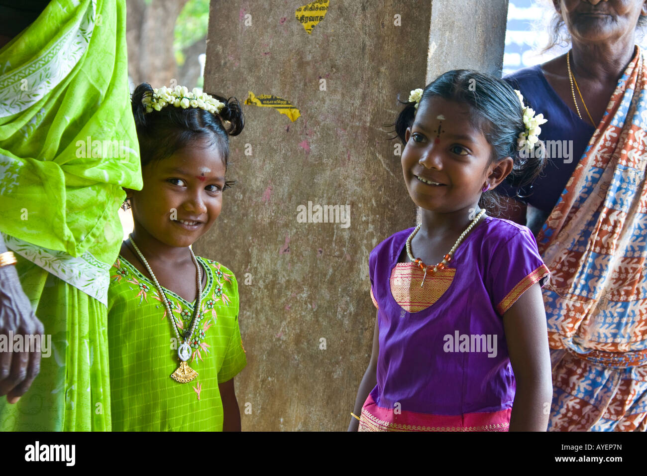 Hübsche junge Mädchen in Südindien Karaikkudi Stockfoto