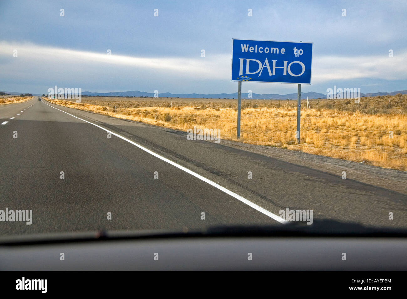 Herzlich Willkommen Sie in Idaho Straßenschild an der Idaho Utah Landesgrenze Stockfoto