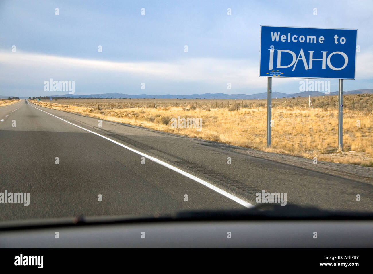 Herzlich Willkommen Sie in Idaho Straßenschild an der Idaho Utah Landesgrenze Stockfoto