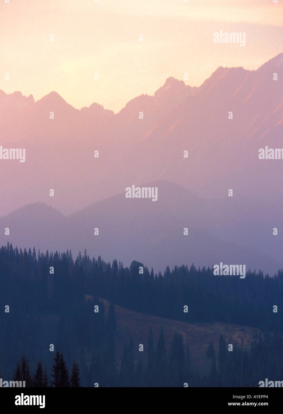 Berge im späten Tageslicht Stockfoto