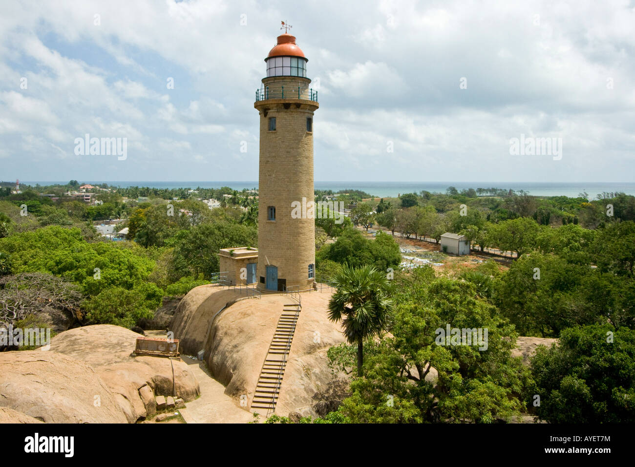 Neuer Leuchtturm 1901 in Mamallapuram Südindien Stockfoto