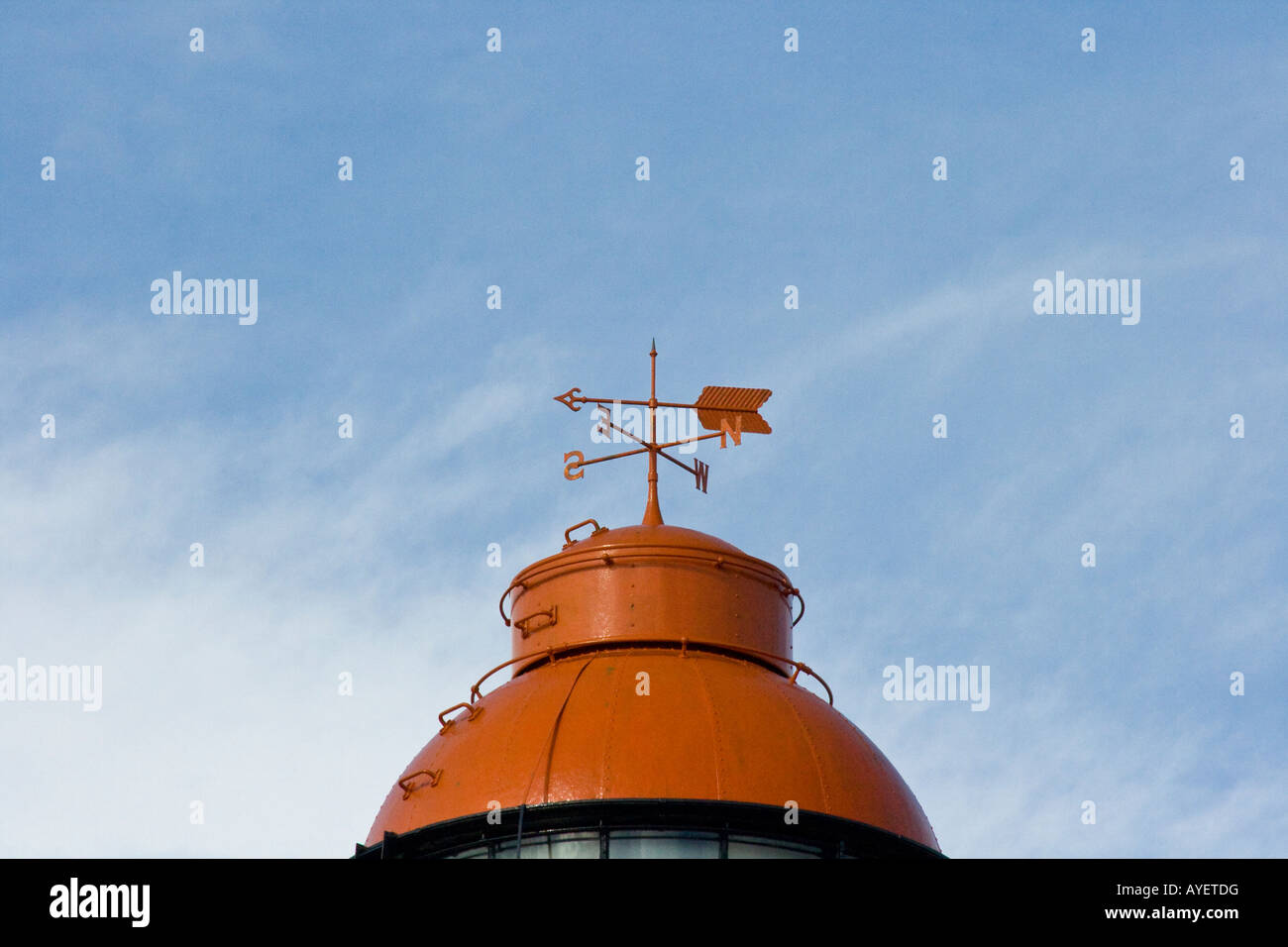 Wetterfahne auf 1901 neue Leuchtturm in Mamallapuram Südindien Stockfoto