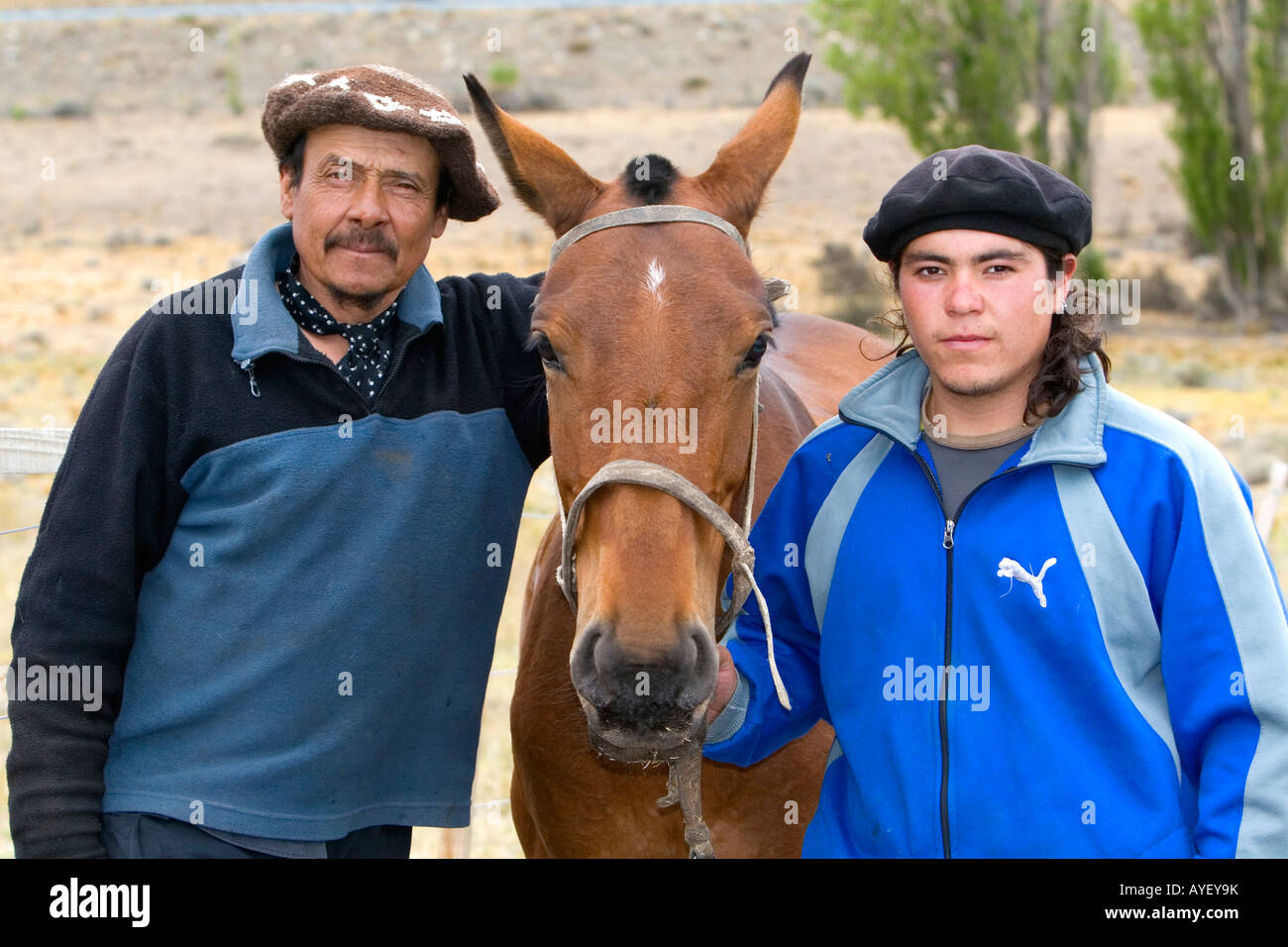 Gauchos in der Nähe von El Calafate in Patagonien Argentinien Stockfoto