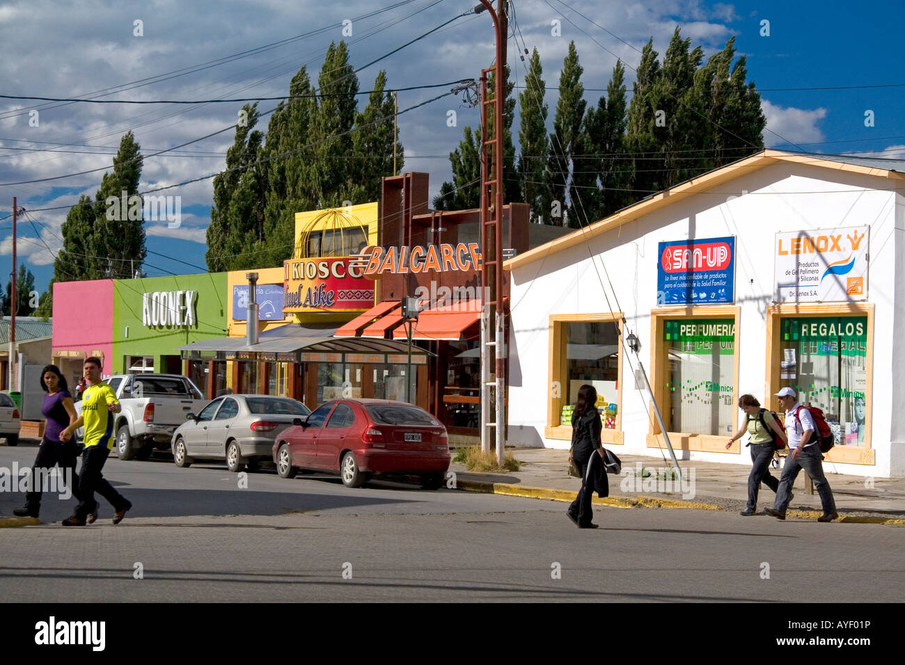 Straßenszene in El Calafate Patagonien Argentinien Stockfoto
