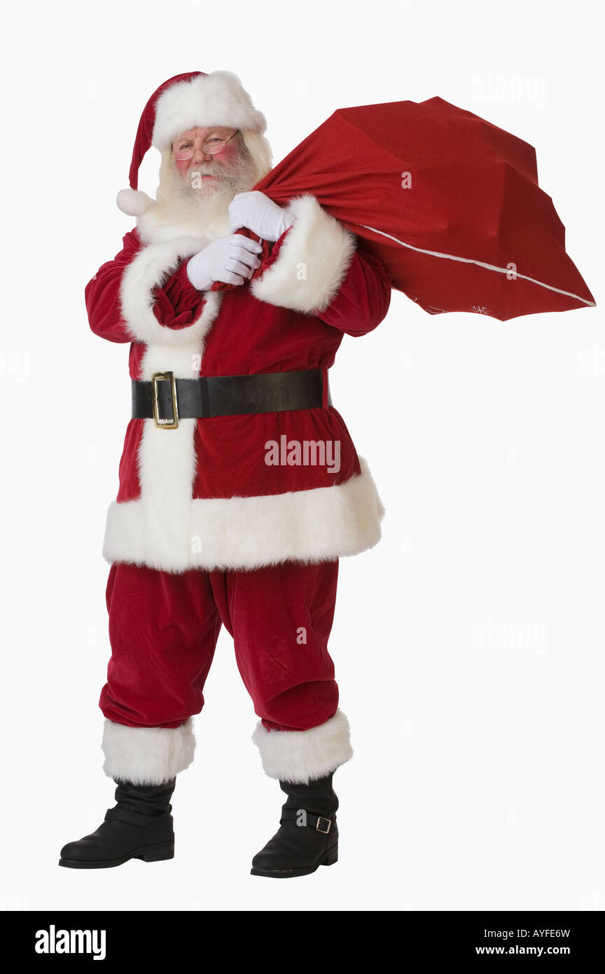 Santa Claus Holding Tasche von Spielzeug Stockfoto