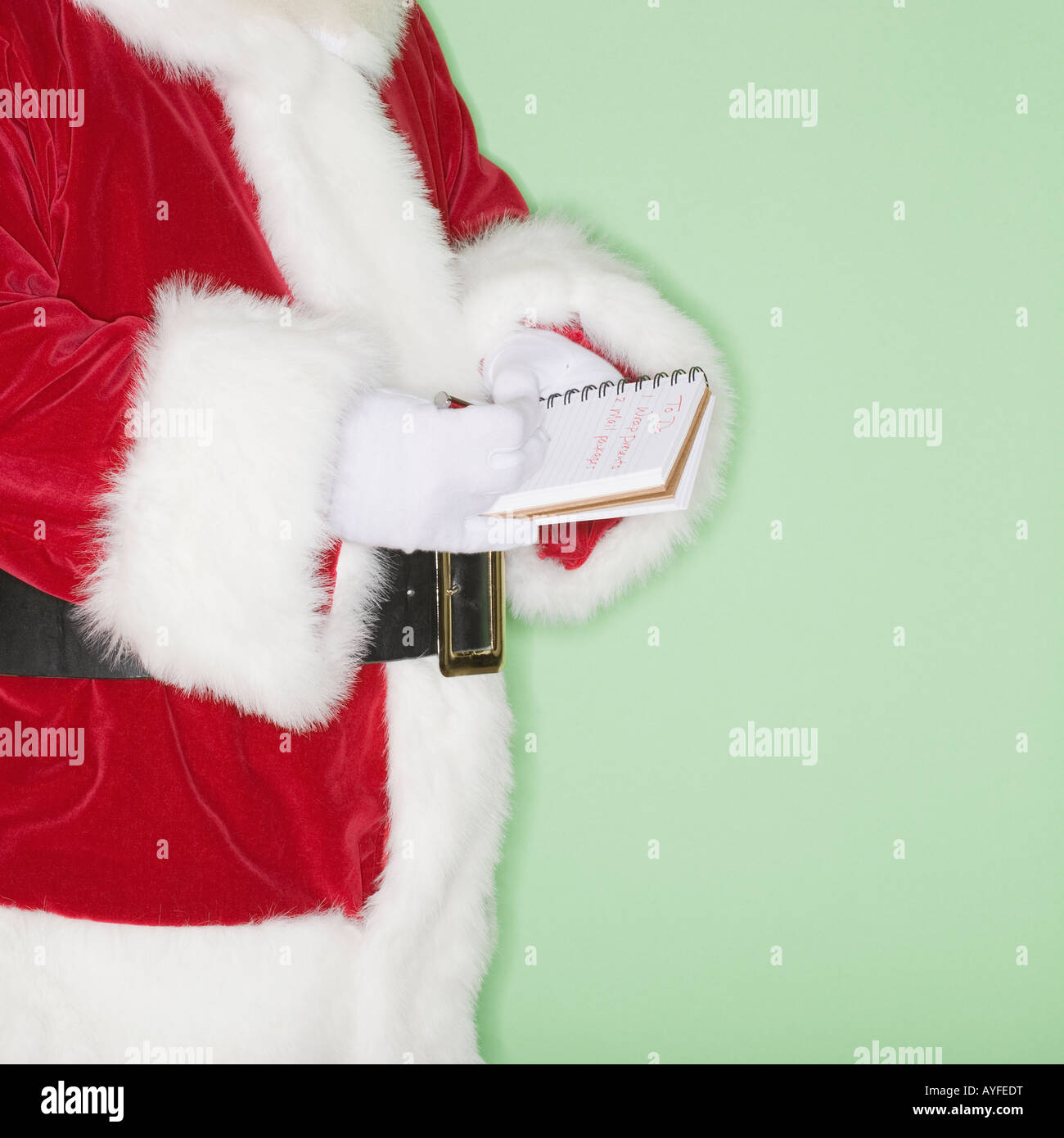 Santa Claus Schreiben Liste Stockfoto