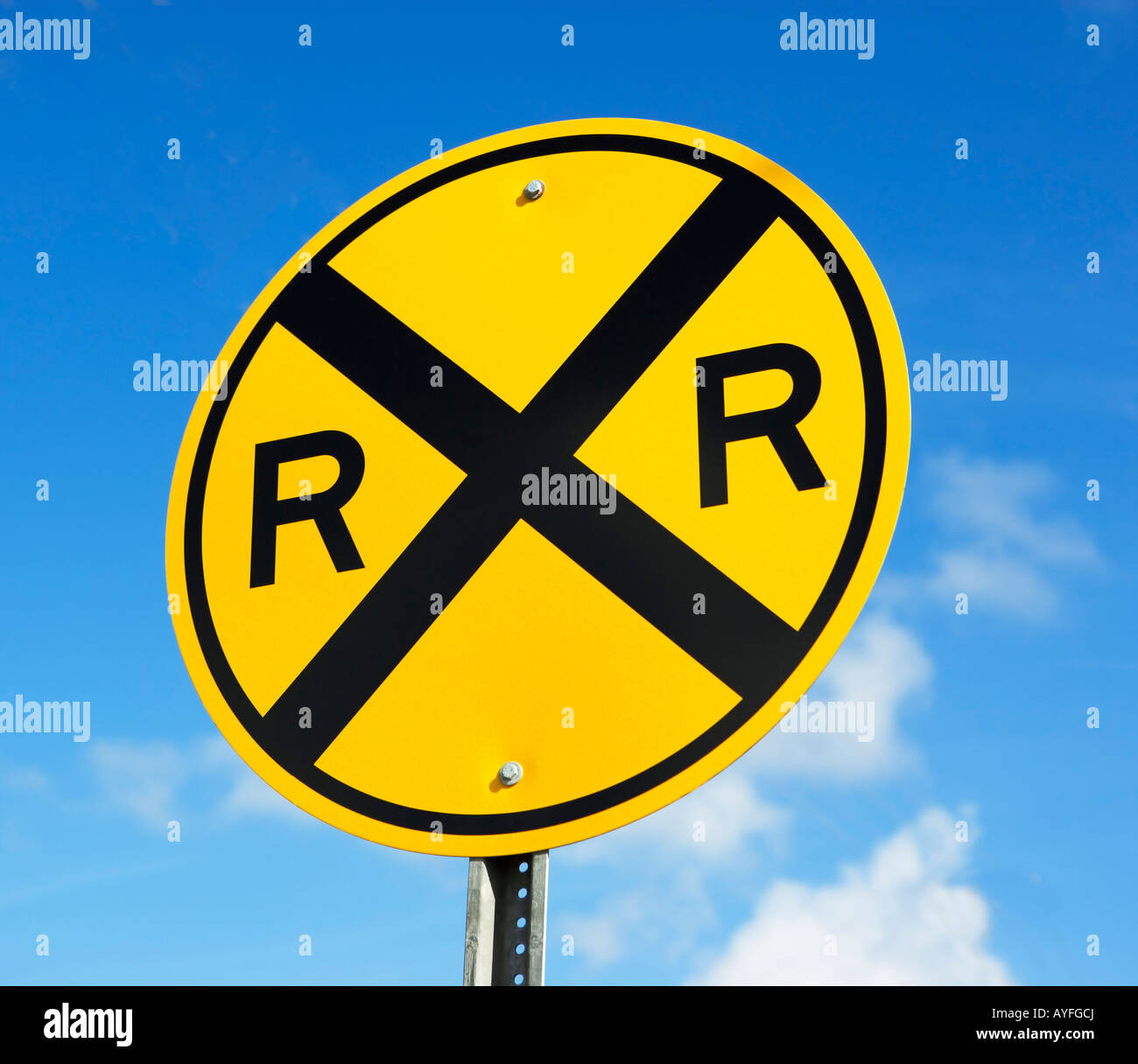 Railroad Crossing Zeichen Stockfoto