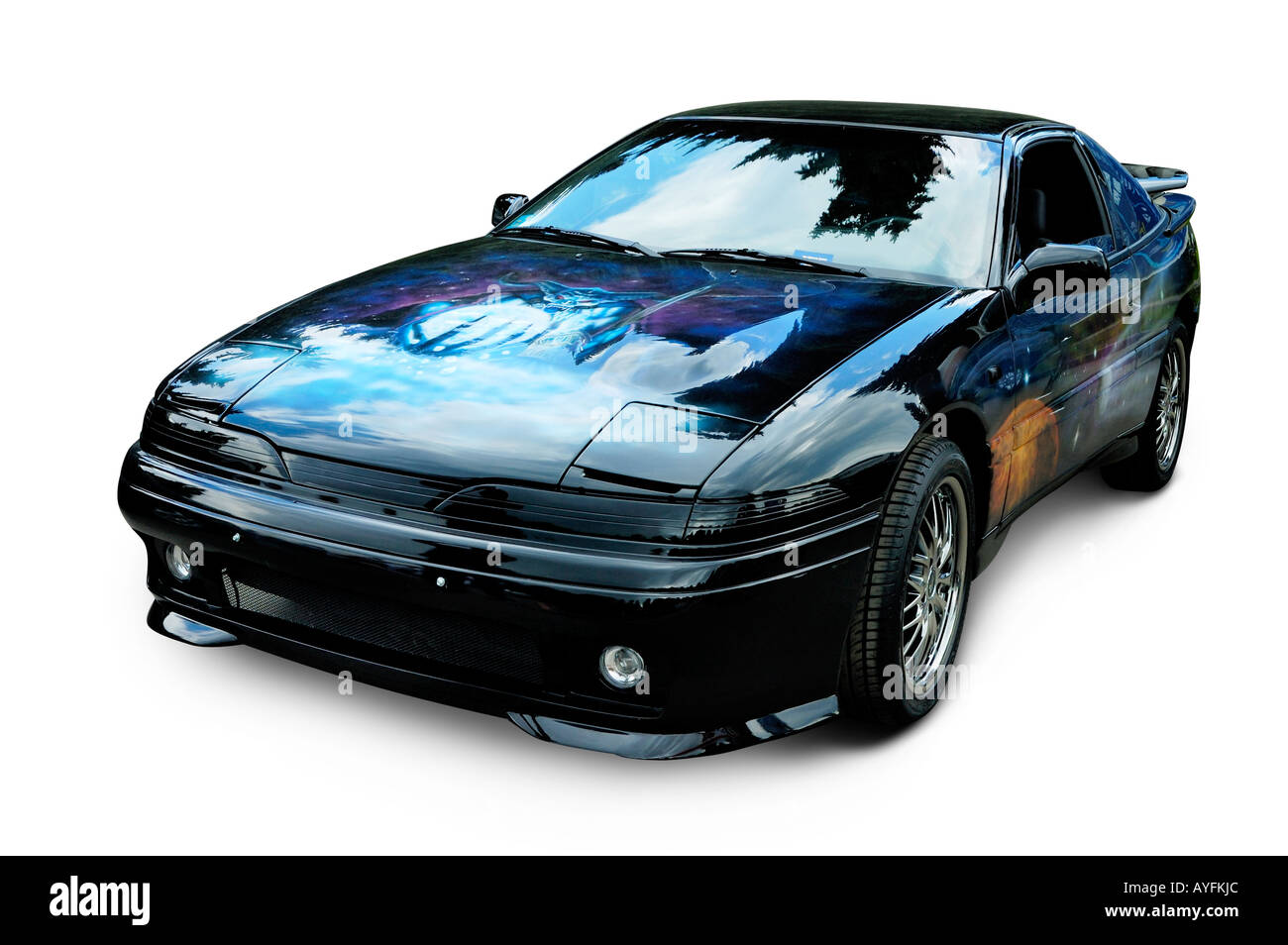 Dunkel blauer Sportwagen Stockfoto