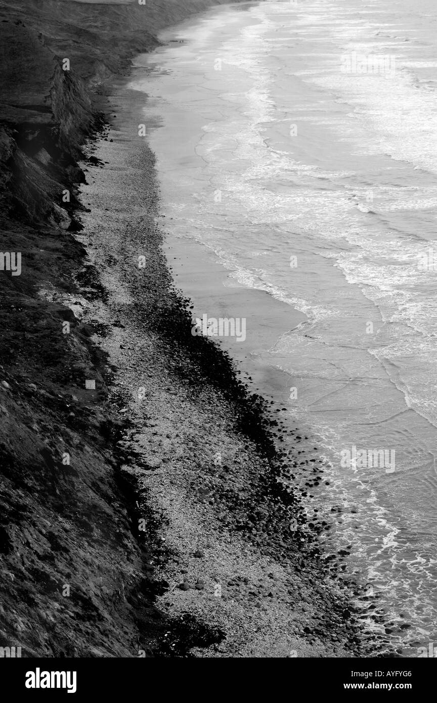 Black and White Landscape, Compton Beach, Compton, Isle of Wight, England, GB, GB. Stockfoto
