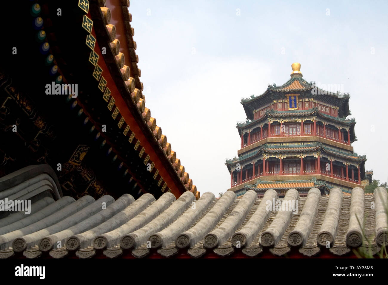 Turm des Duftes der Buddha Langlebigkeit Hill Sommerpalast Beijing China Stockfoto