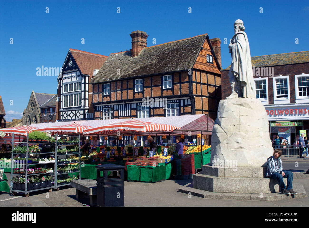 Markttag in Wantage, Oxfordshire, England Stockfoto