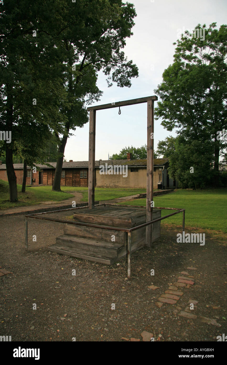 Galgen im ehemaligen Konzentrationslager in Auschwitz, wo die ehemalige Nazi-Kommandanten Rudolf Höss, hingerichtet wurde. Stockfoto