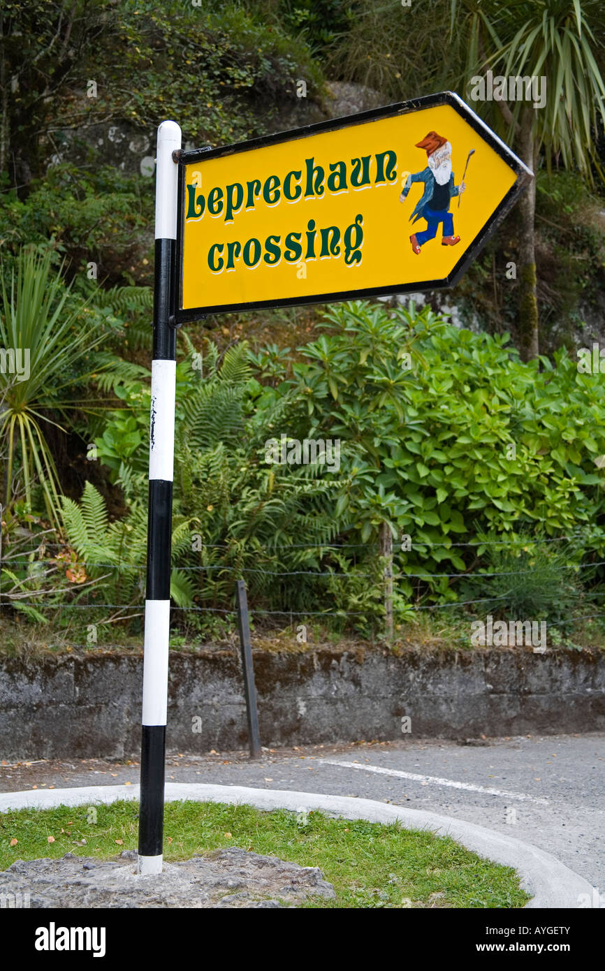 Schild am Ladies View Killarney National Park County Kerry Irland Stockfoto