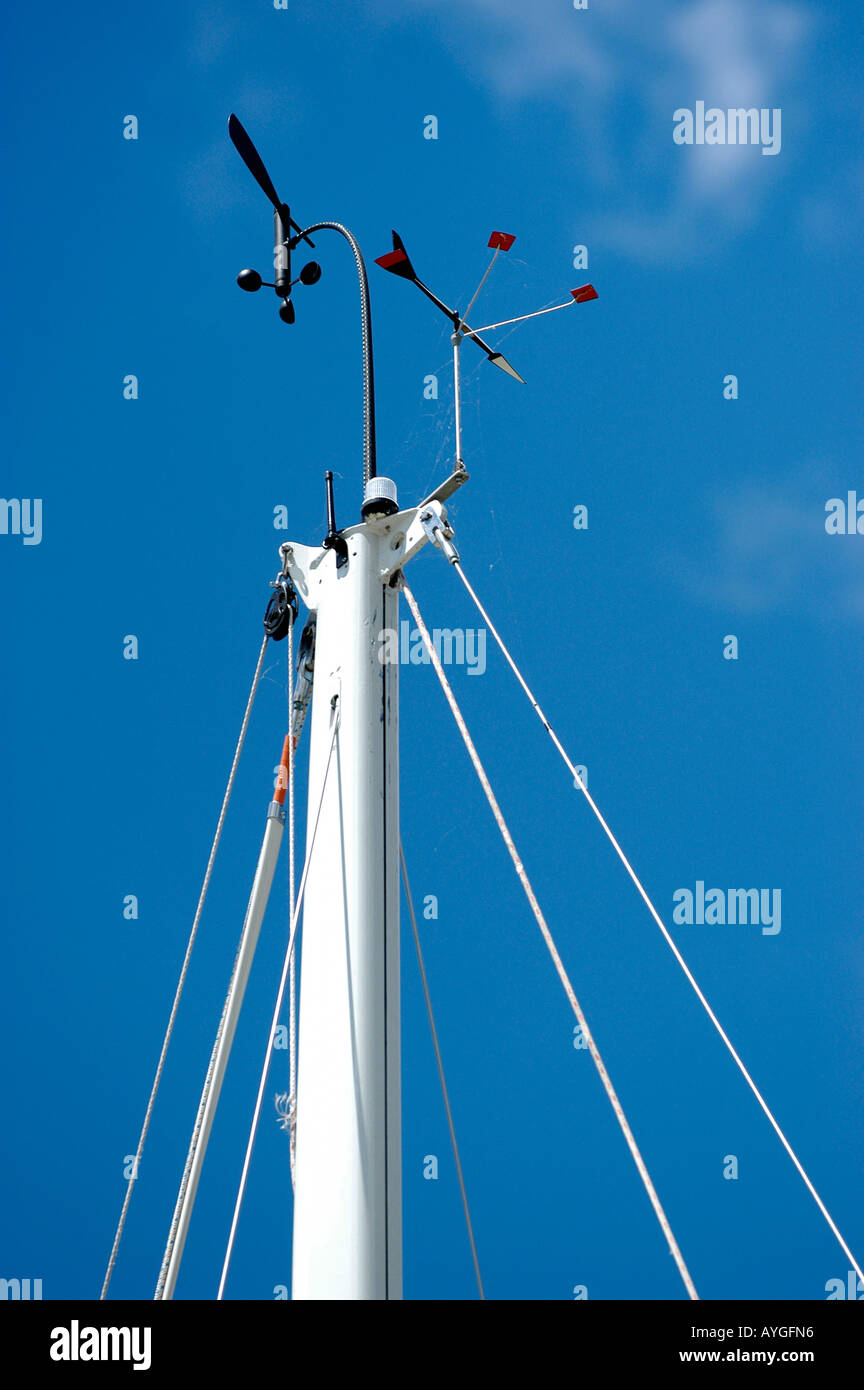 Wind-Geschwindigkeit und Richtung Wetterstation auf einem Mast auf einem  Segelboot Stockfotografie - Alamy