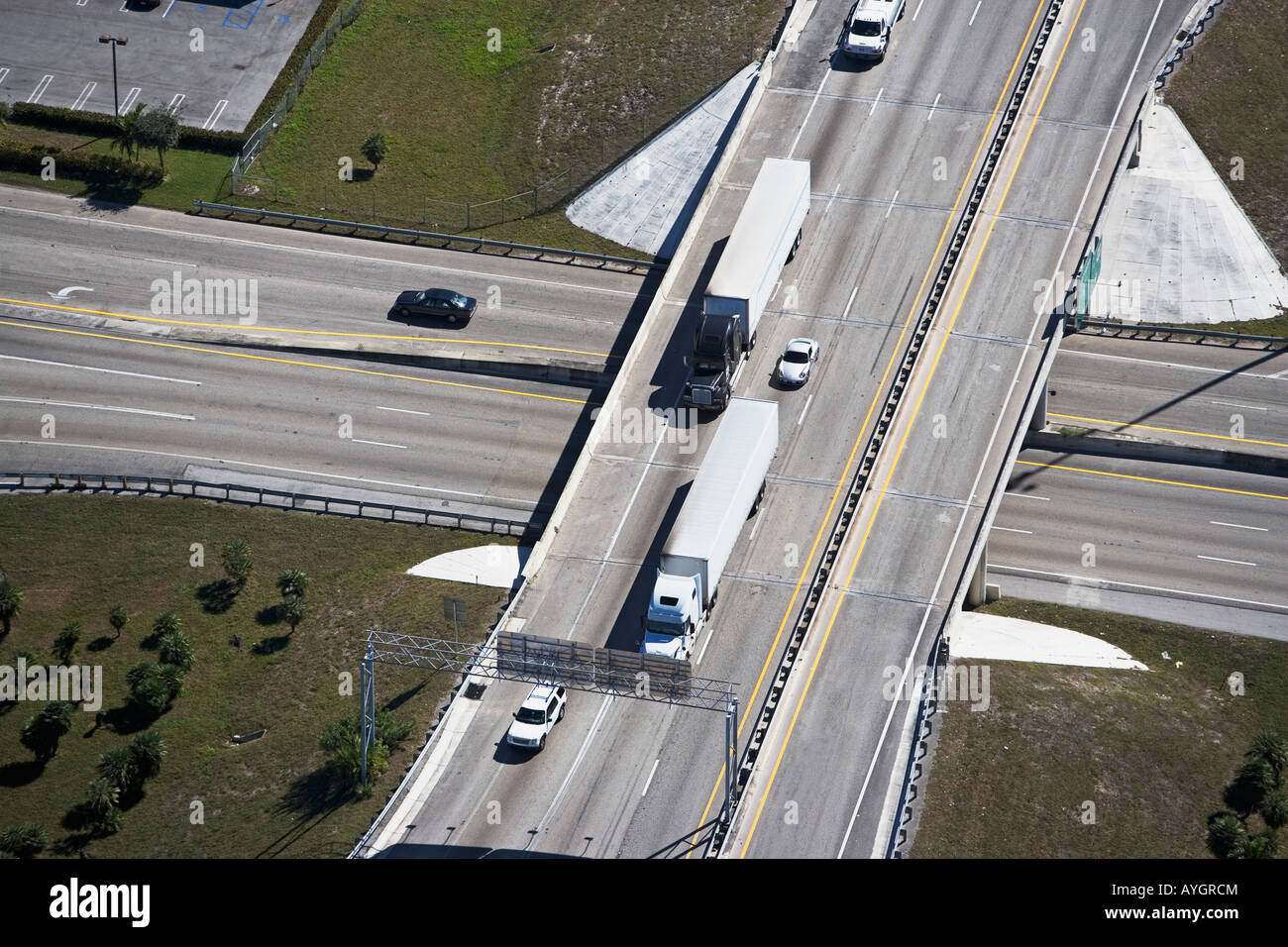 Luftaufnahme der Fahrbahn, Autobahn Stockfoto
