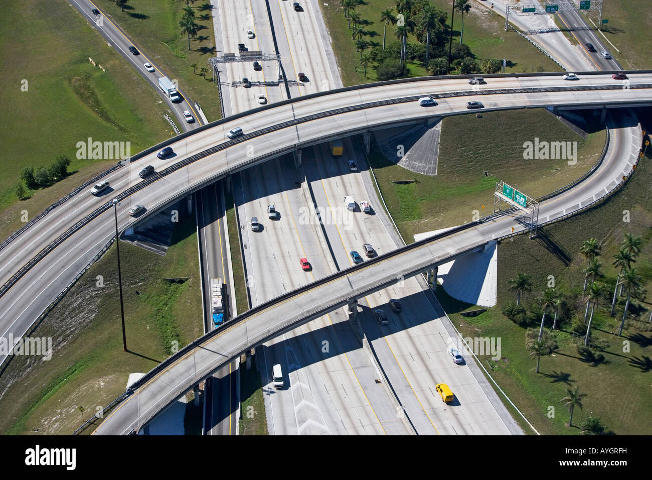 Luftaufnahme der Fahrbahn, Autobahn Stockfoto