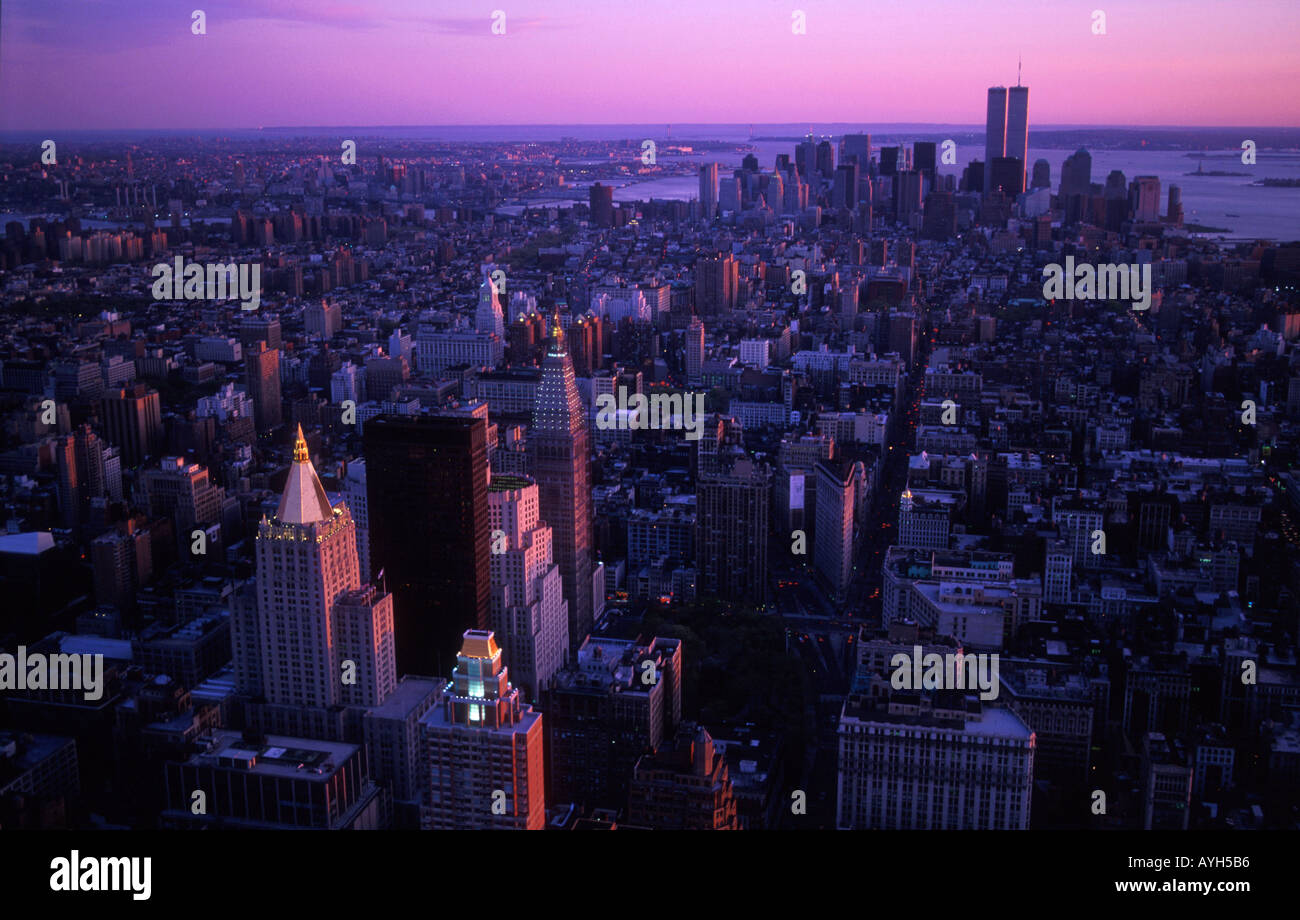 New York City vor 9/11 im Abendlicht Stockfoto