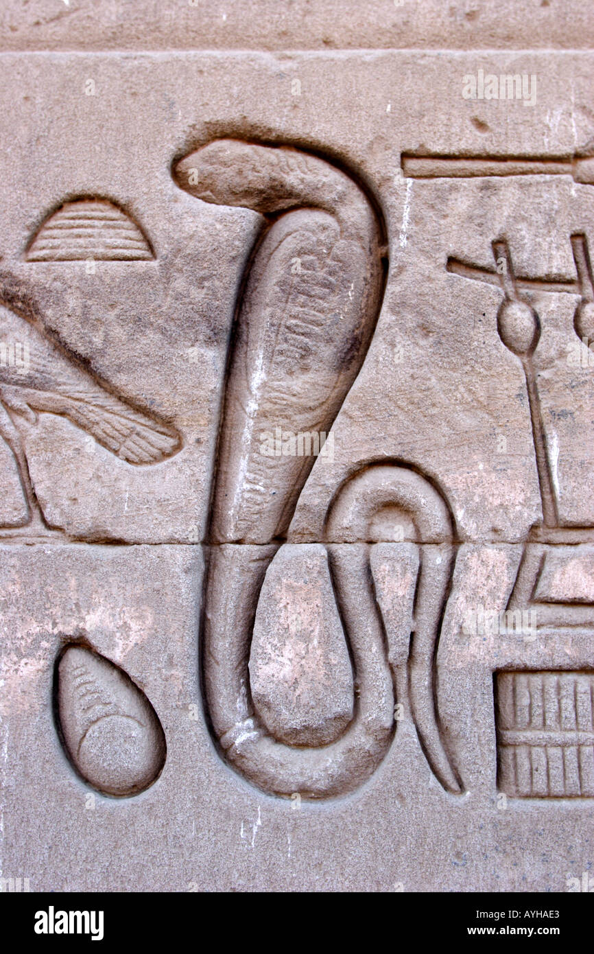 Tempel von Denderah Königin Cleopatra Menschenfiguren und Hieroglyphen
