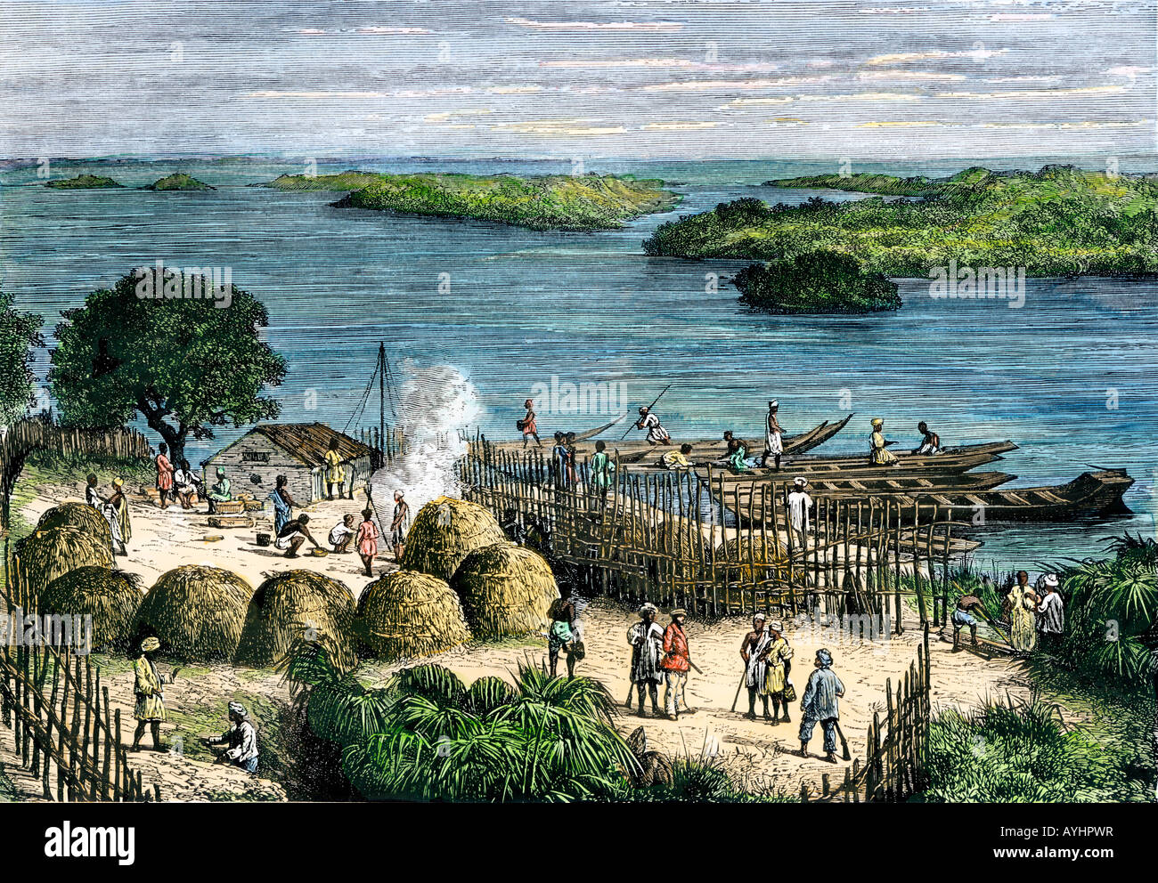 Afrikaforscher Henry Stanley lagerten auf den Kongo-Fluss ...