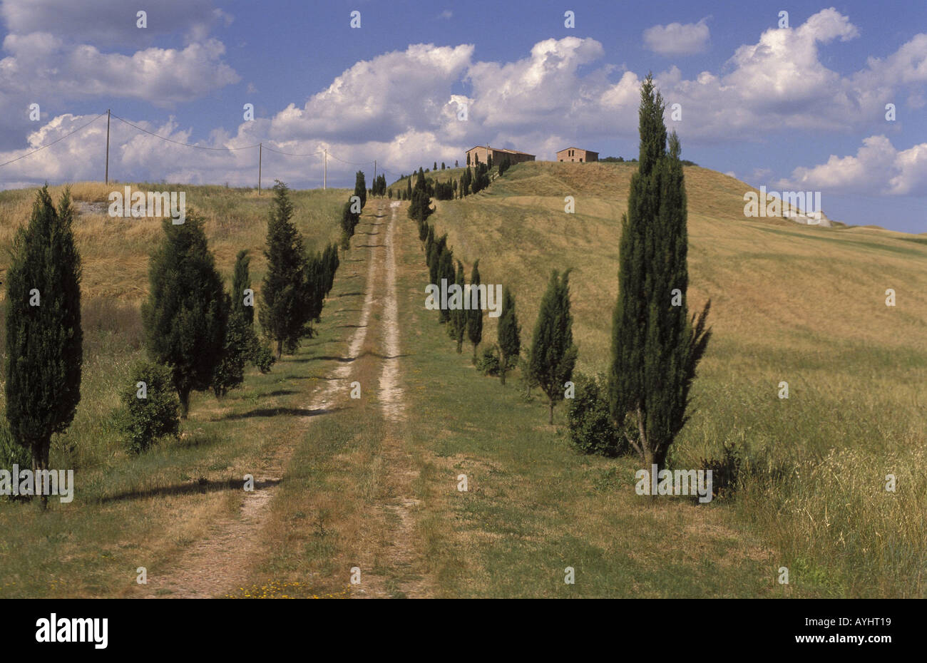 Gehoeft in der Kreta-Toskana-Italien Stockfoto