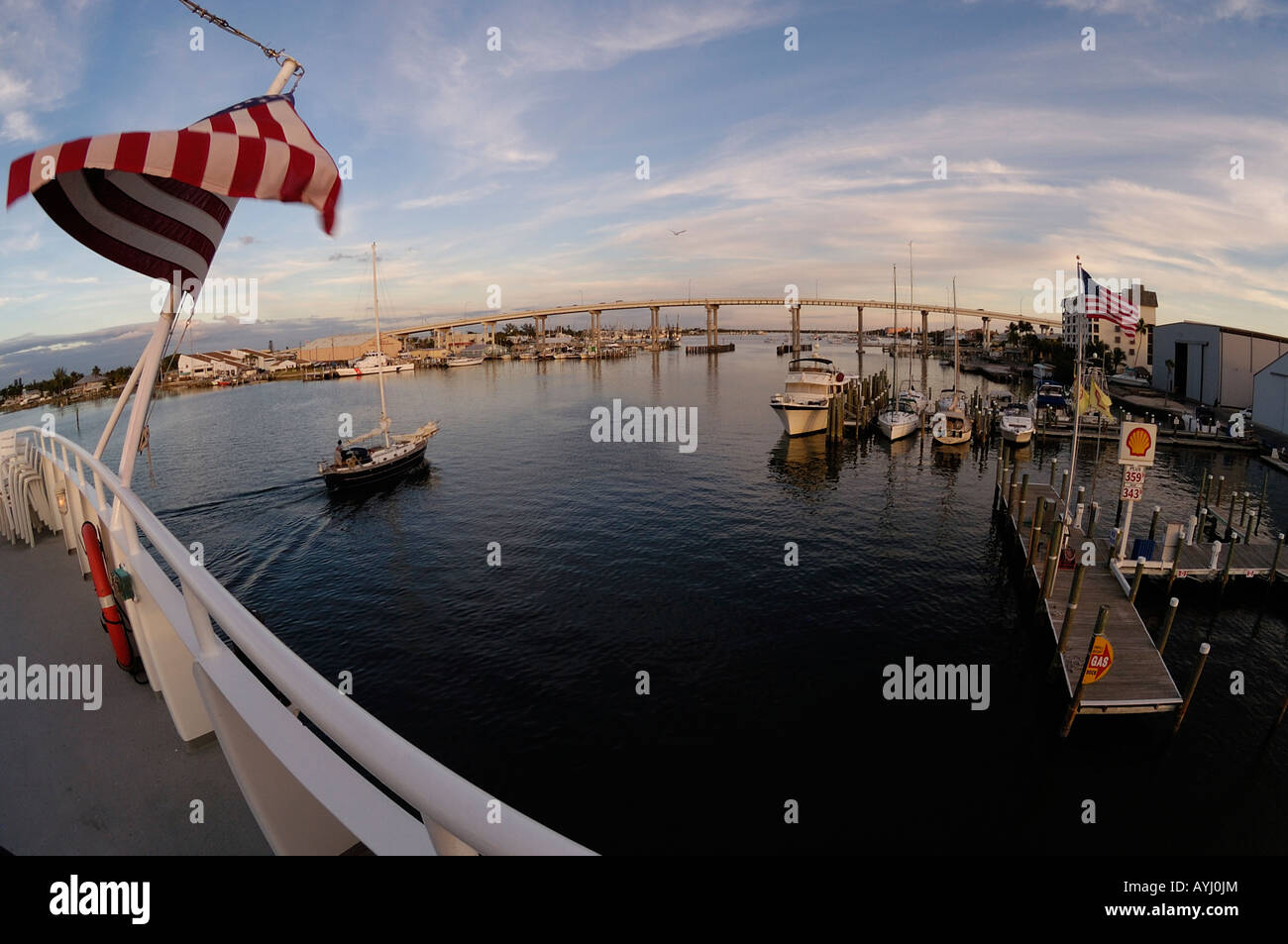 Matanzas Pass und Matanzas Pass Bridge Fisheye Stockfoto