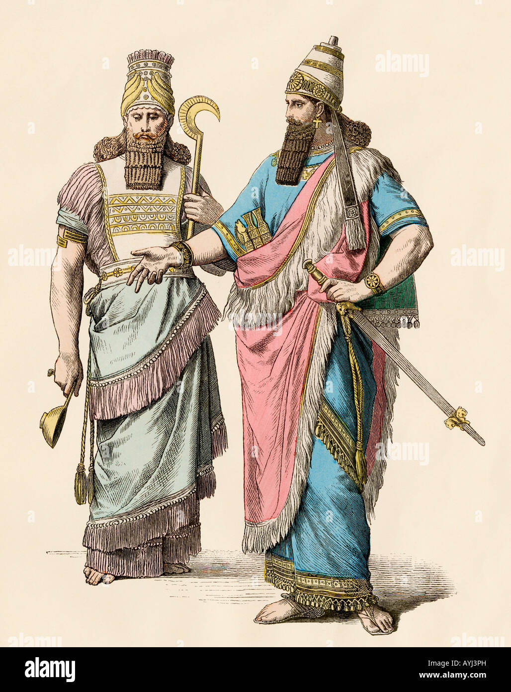 Hohe Priester und König des antiken Babylon. Hand-farbig drucken Stockfoto