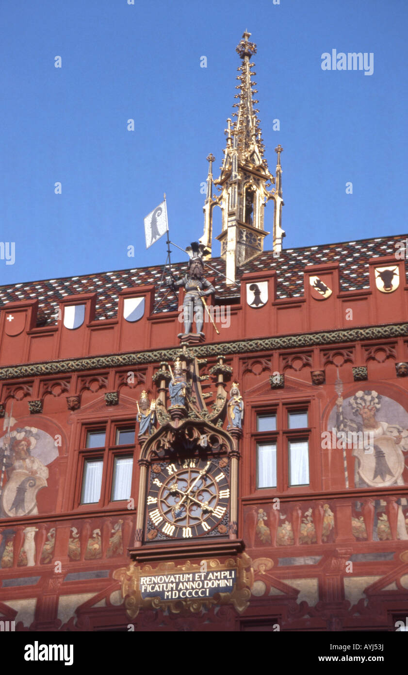 Rathaus-Fassade, Basel, Basel-Stadt, Schweiz Stockfoto