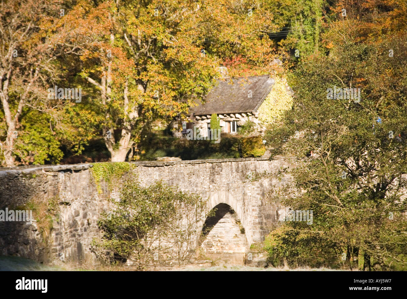 CONWY IN WALES UK November Das hässliche Haus Ty Hyll der Hauptsitz der Gesellschaft Snowdonia Snowdonia National Park Stockfoto