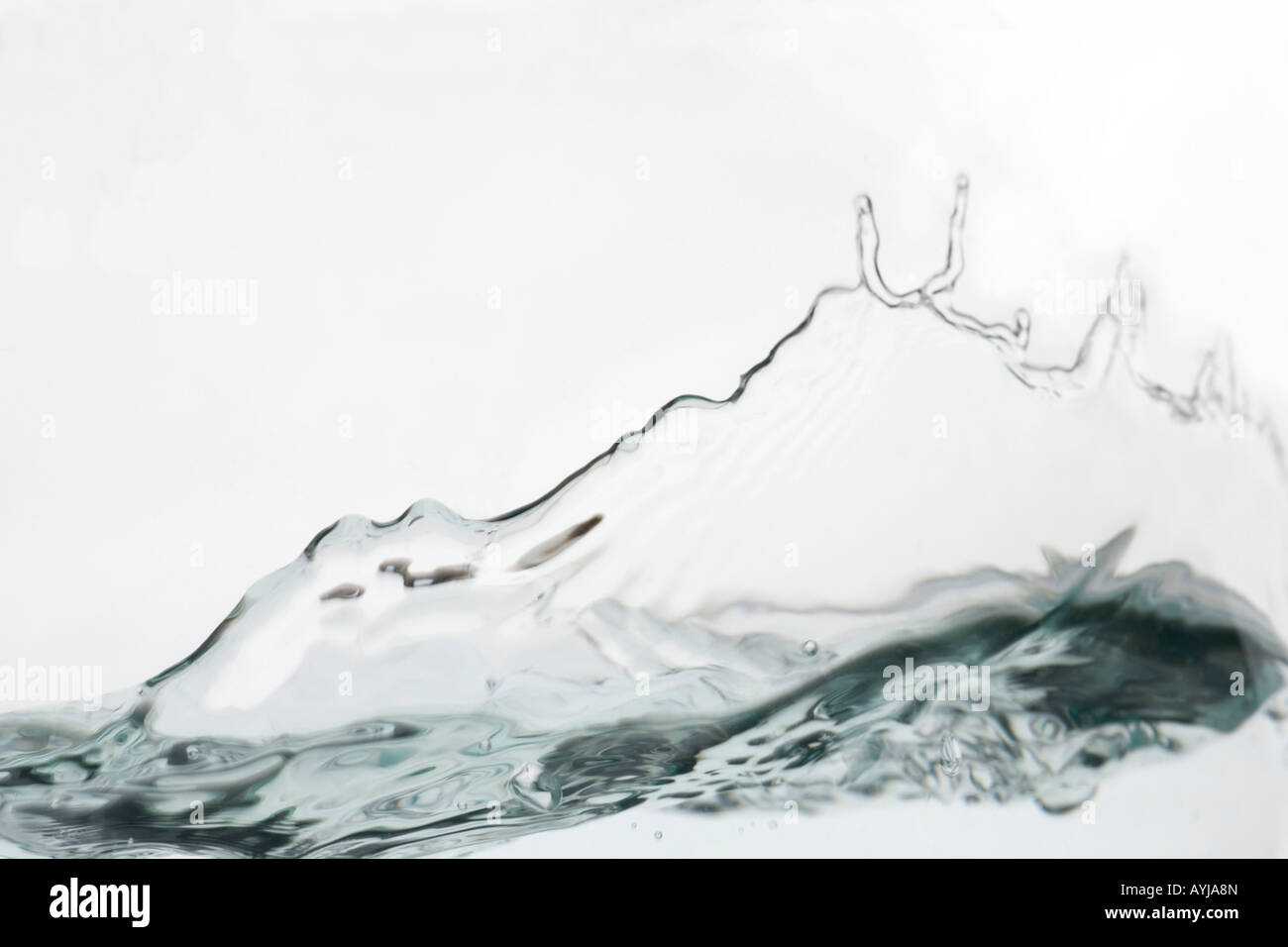 Spritzwasser im Studio auf weißem Hintergrund Stockfoto