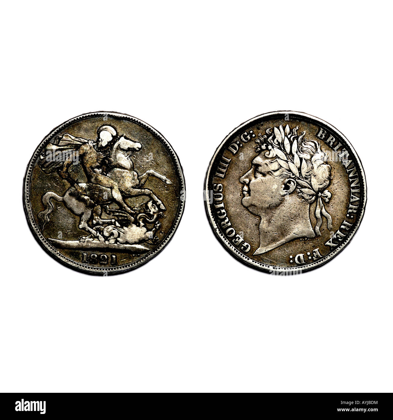 "GEORGE IV KRONE 1821OBVERSE & REVERSE" Stockfoto