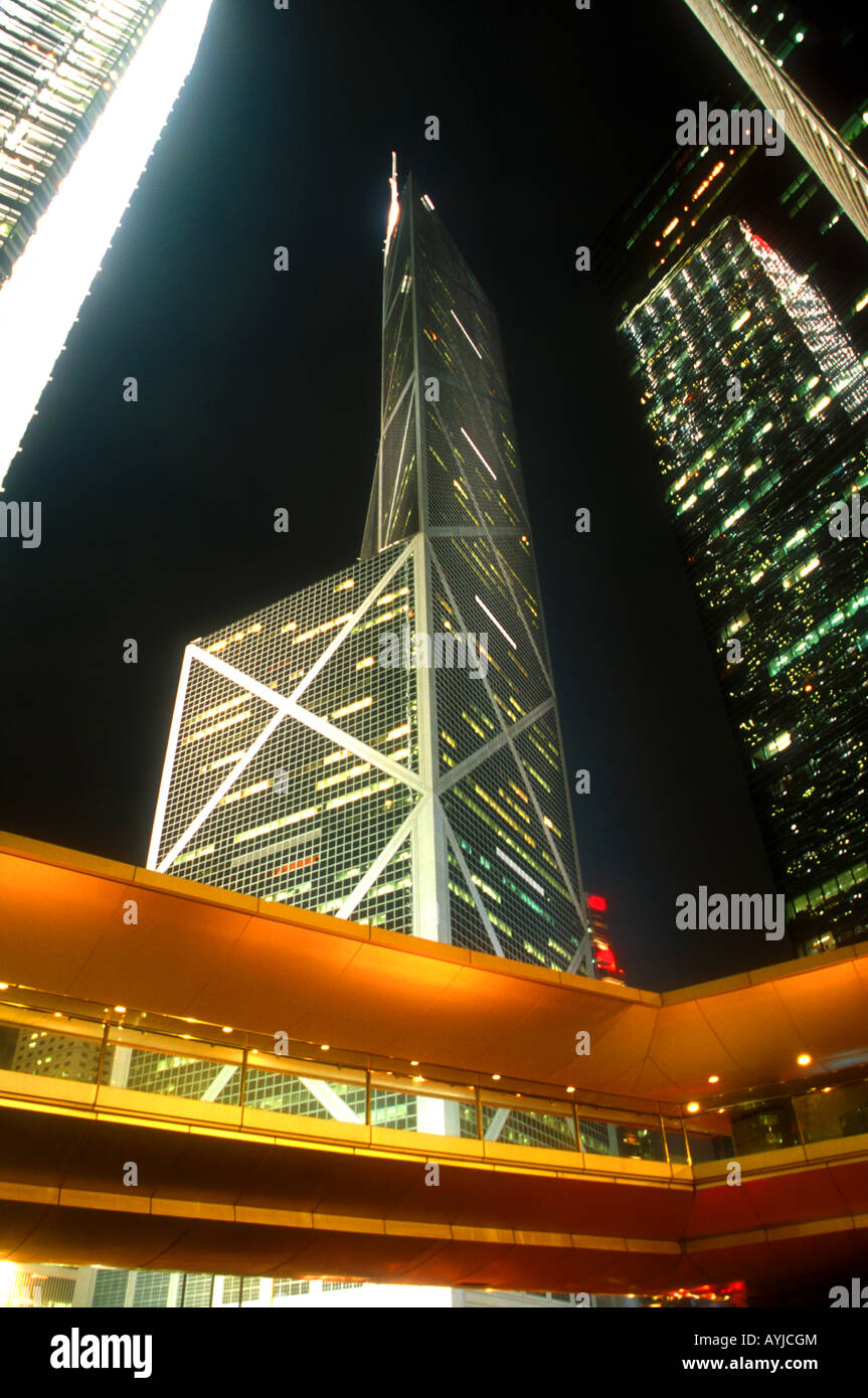 Bank of China Hong Kong und der umgebenden Strukturen im zentralen Bankenviertel Stockfoto