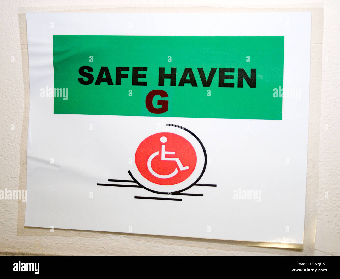 Behinderte sicherer Hafen Zeichen für körperlich Behinderte. Crocus Hill School St. Paul Minnesota USA Stockfoto