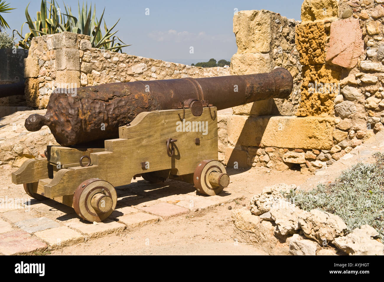 XVIII Jahrhundert Kanonen auf Passeig archäologische Tarragona Katalonien Europa Stockfoto