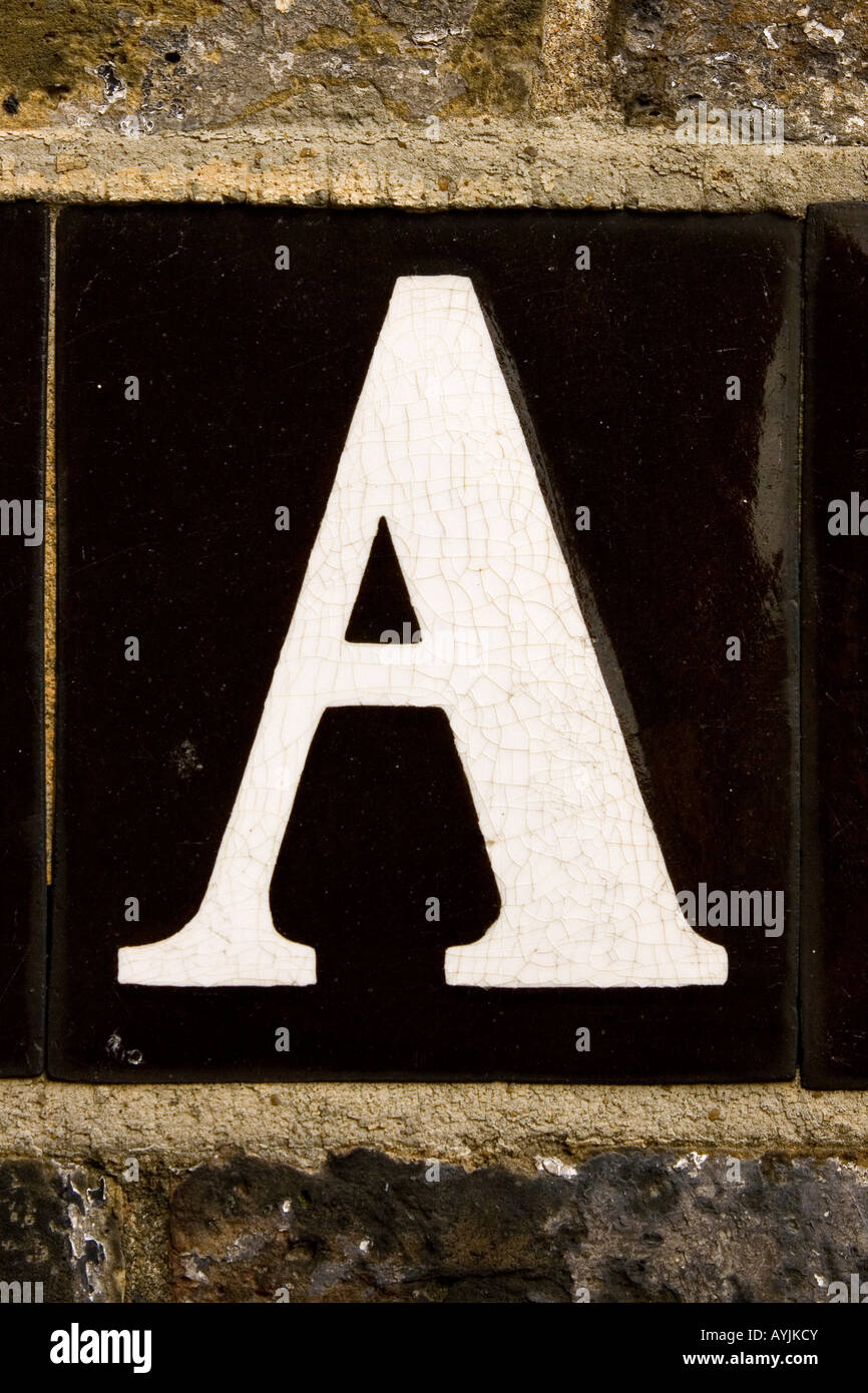 Der Buchstabe A aus Straßenschild London England UK Stockfoto