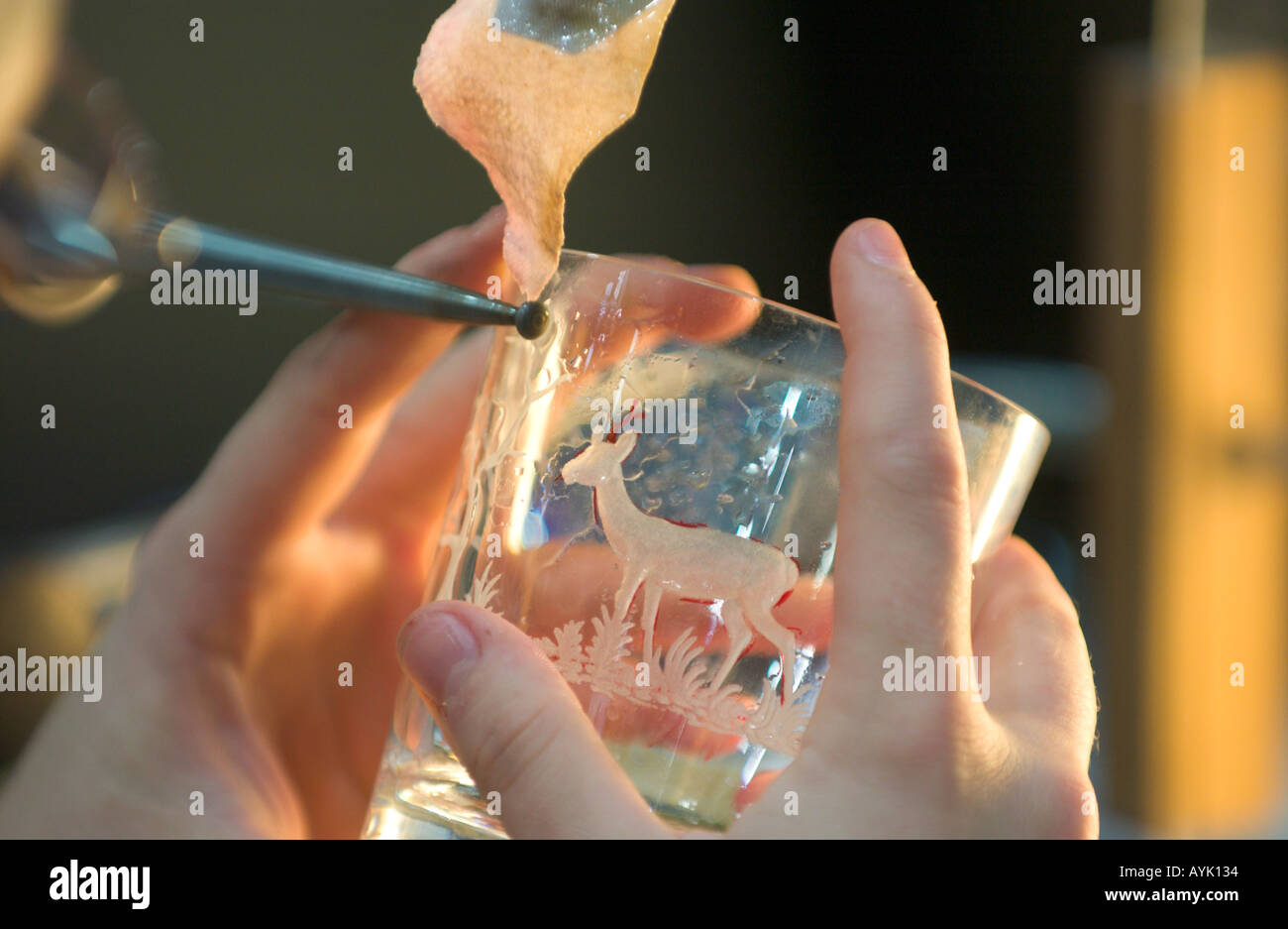 Glas Gravur Stockfoto