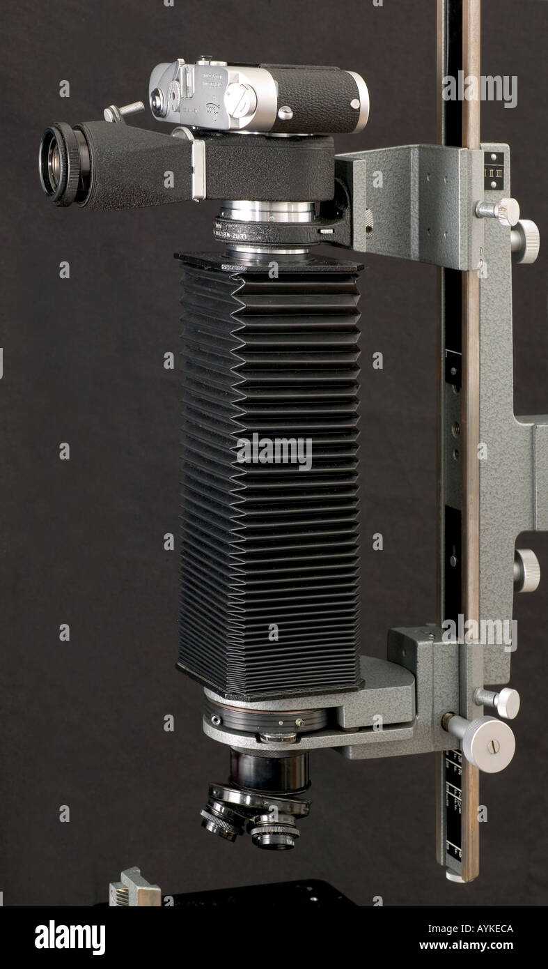 Leitz Aristophot Makro Mikrofotografie Kamera stehen Leica Körper Visioflex Gehäuse Faltenbalg Stockfoto