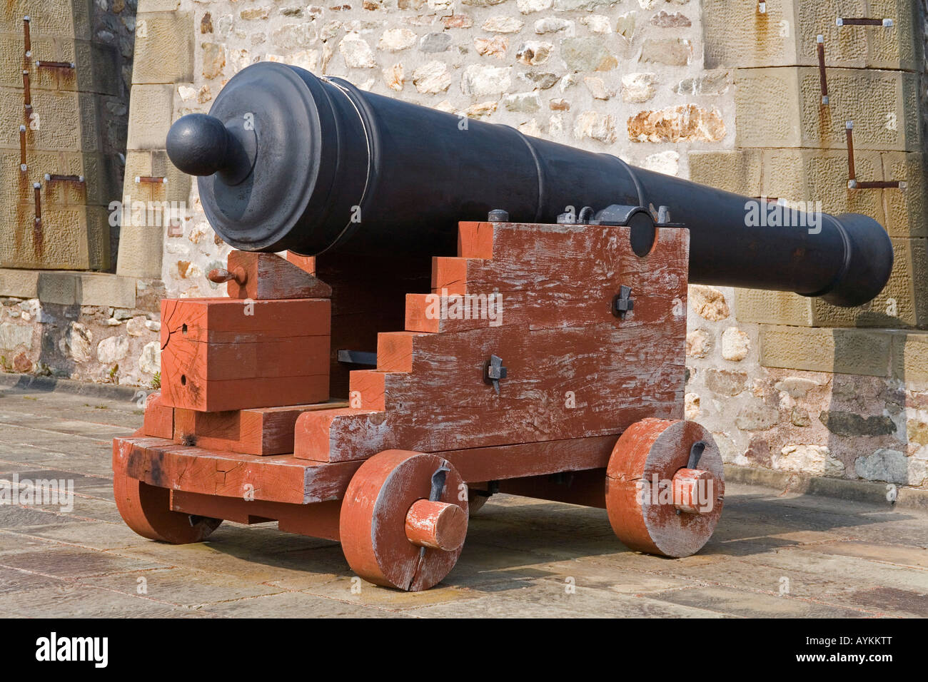 Kanone in des Königs Bastion, Festung Louisbourg National Historic Site, Cape Breton Island, Nova Scotia, Kanada Stockfoto