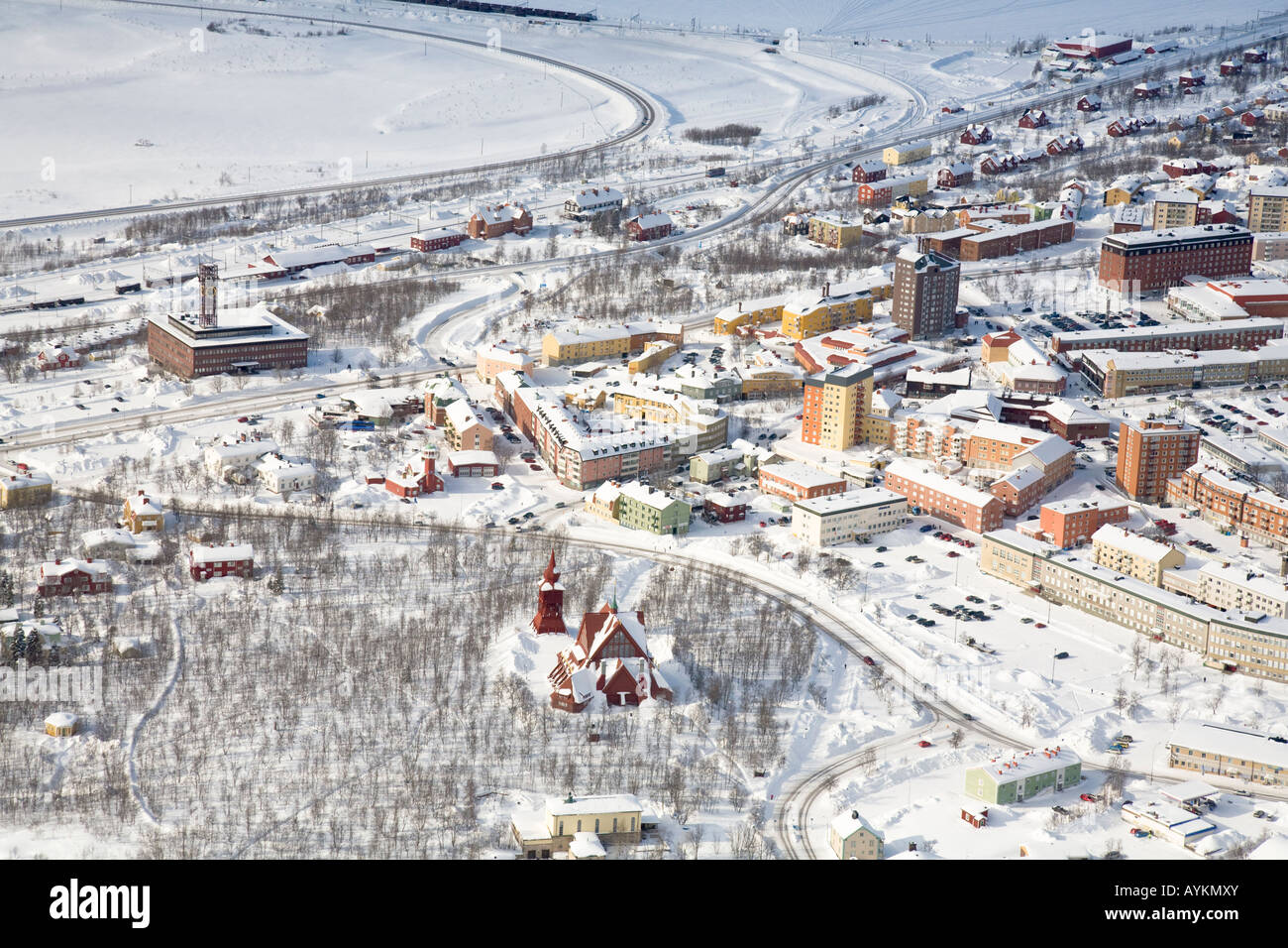 Luftaufnahme von Kiruna in Nordschweden Stockfoto