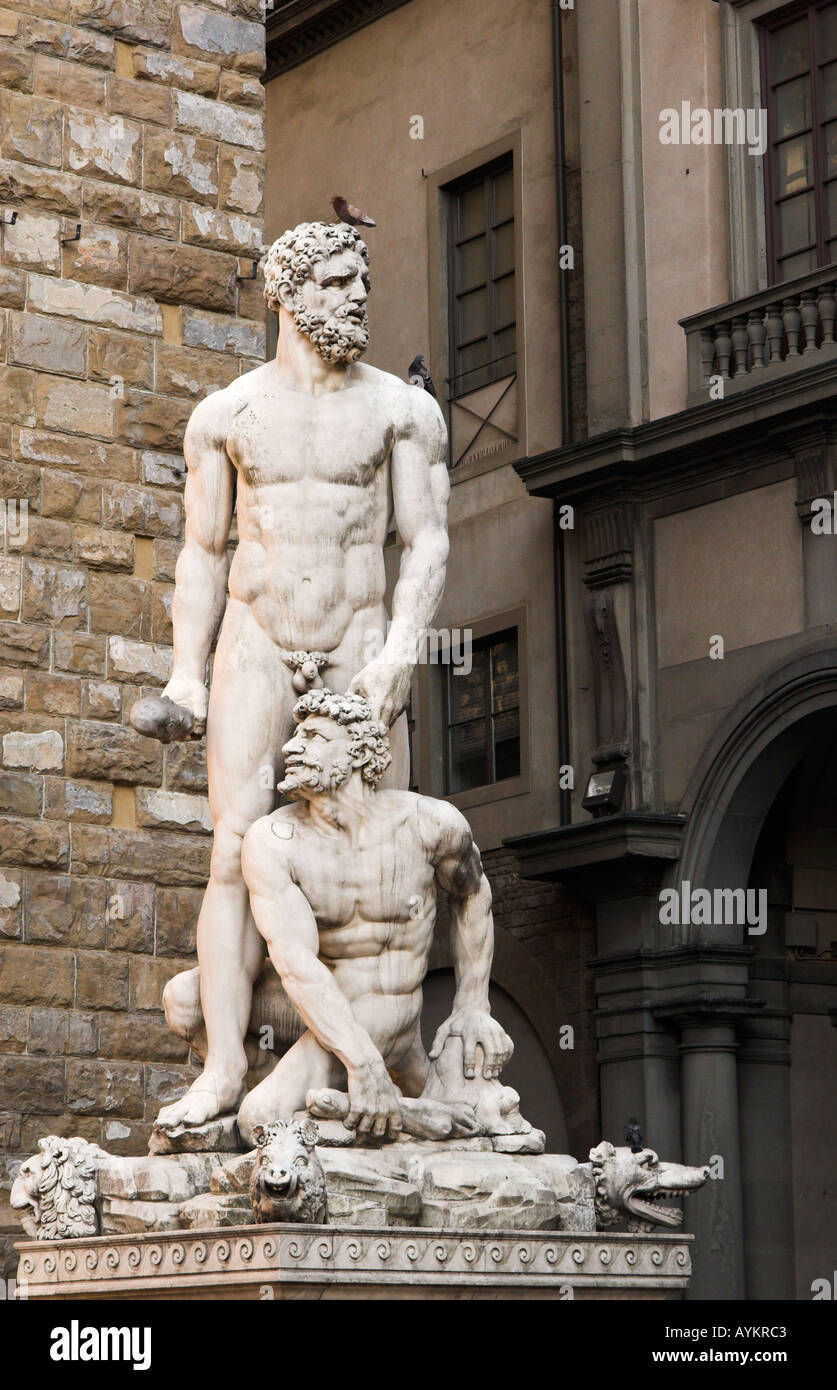 Hercules und Caccus Statue von Baccio Bandinelli Stockfoto