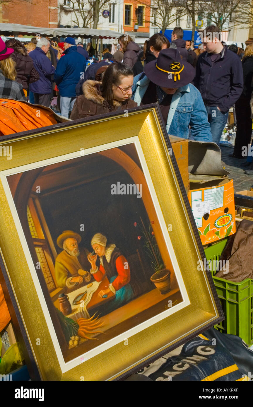 Flohmarkt am Place du Jeu de Balle Brüssel Belgien Europa Stockfoto