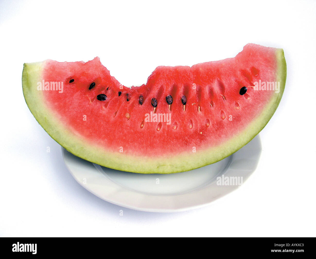 Ein Stueck Wassermelone Auf Einem Teller Stockfoto