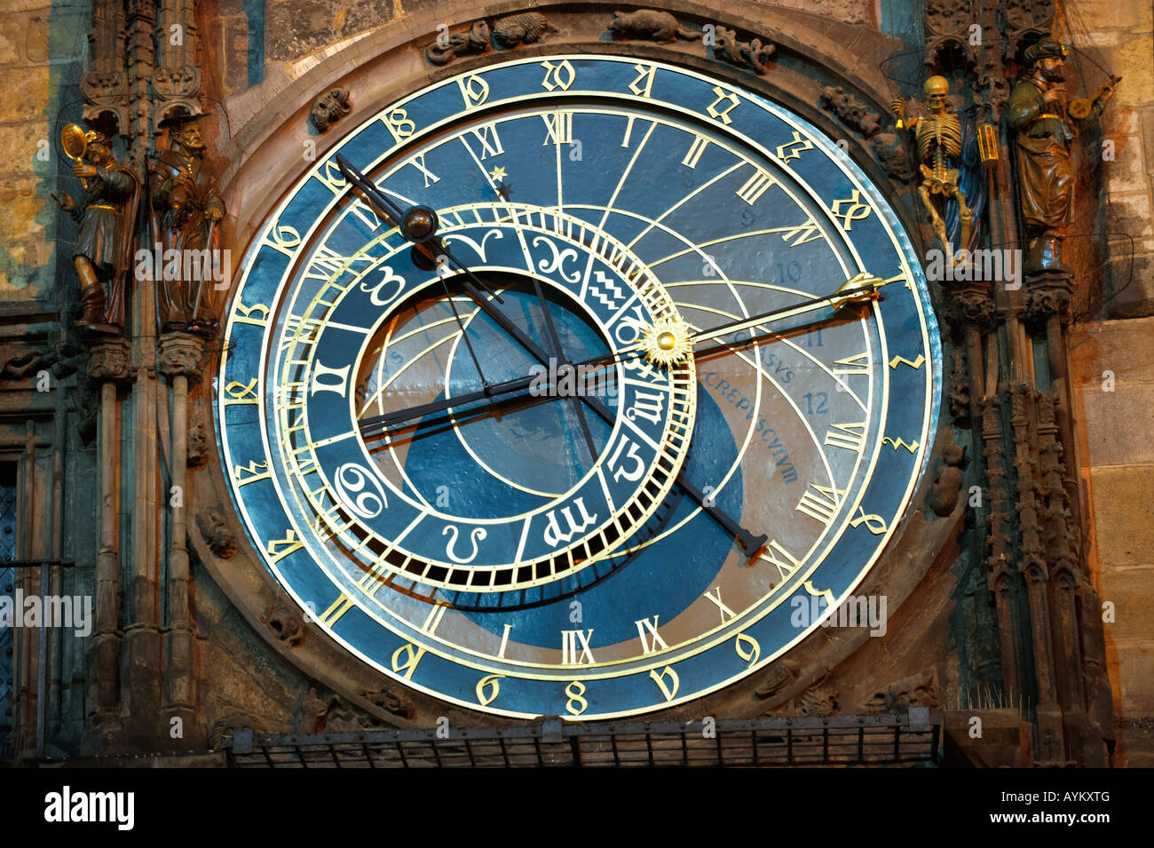 Astronomische Uhr am alten Rathaus Prag Stockfoto