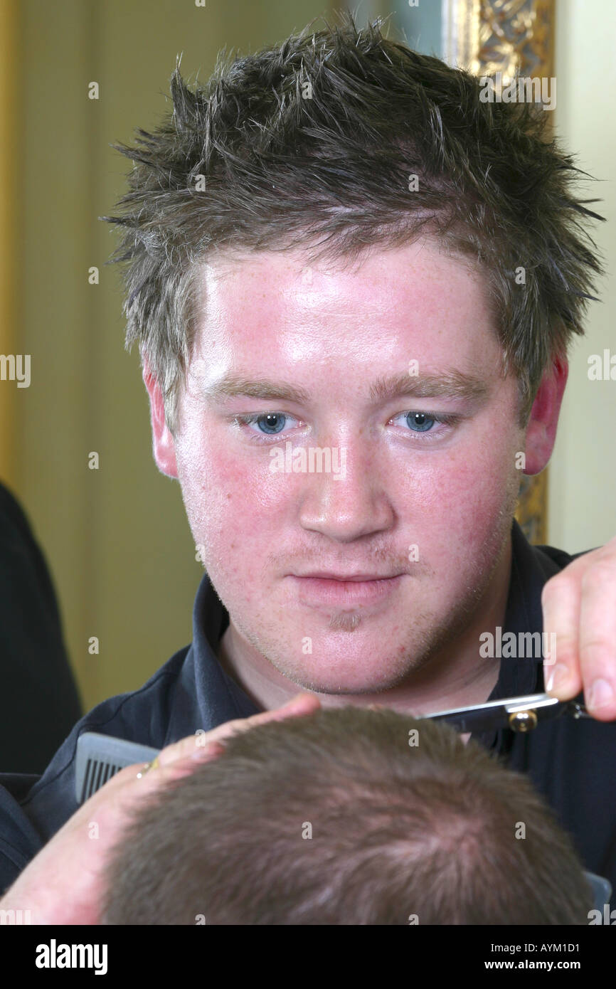 Haar-Stylist Haare schneiden Stockfoto