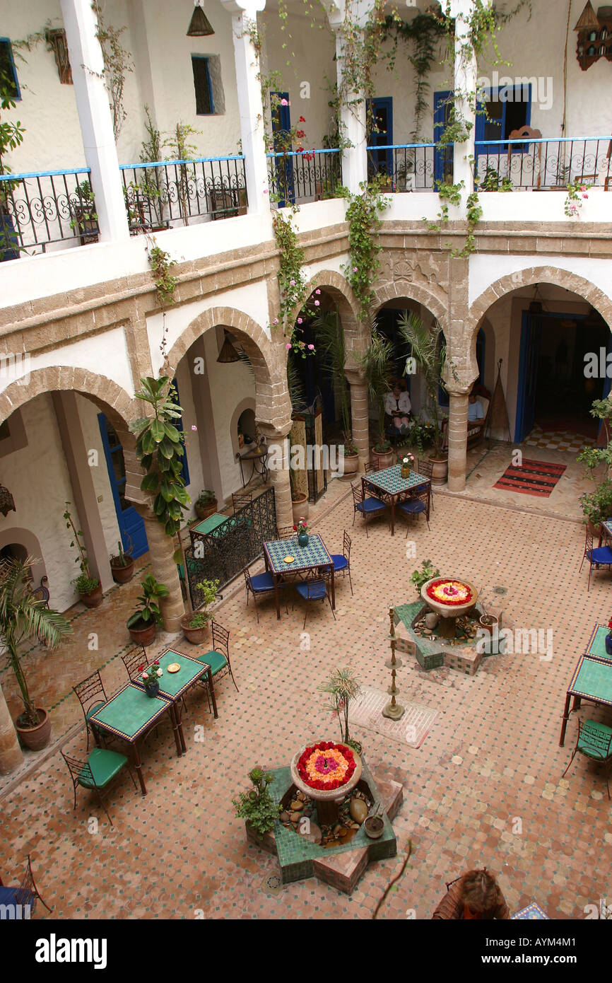 Marokko Essaouira Riyad al Medina Hof Stockfoto